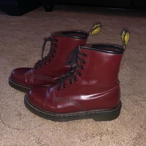 Dr. Marten Classic Red Leather Moto Boot